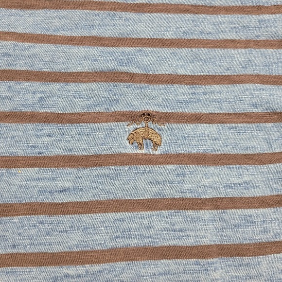 Brooks Brother Shirt Mens 2XL Blue Striped Henley V Neck Pullover Short Sleeve - Picture 6 of 14